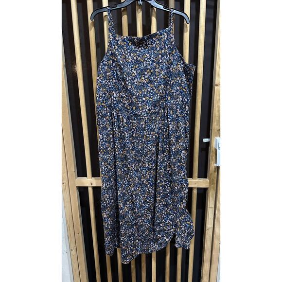 Old Navy Midi Dress Womens 3X Blue Orange Pink Floral Sleeveless Plus Size - Picture 1 of 5